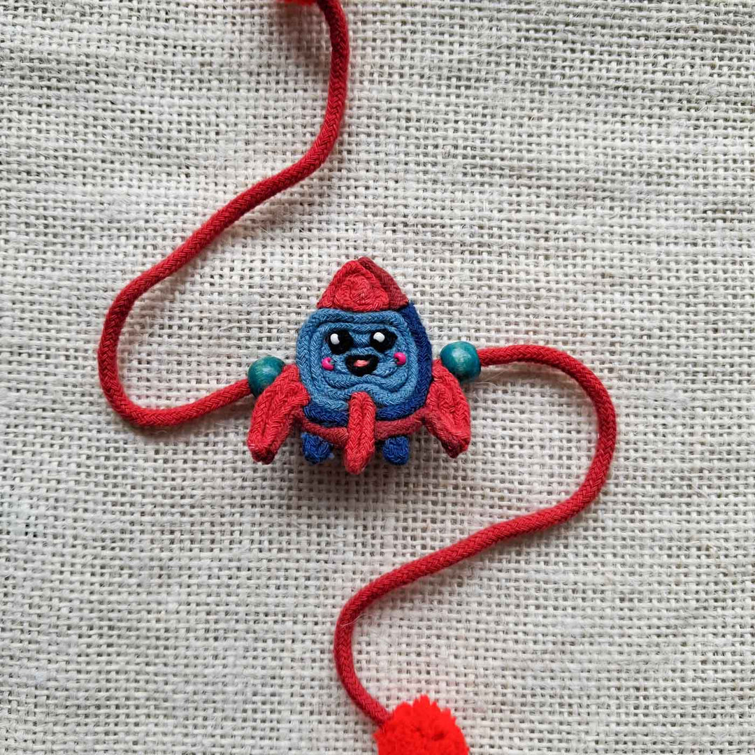 Handmade Doriwork Rocket Kids Rakhi With Roli Chawal For Brother