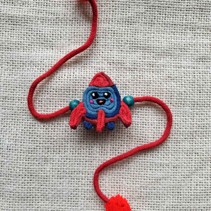 Handmade Doriwork Rocket Kids Rakhi With Roli Chawal For Brother