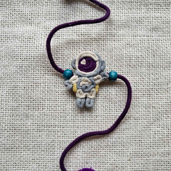Handmade Doriwork Astronaut Kids Rakhi With Roli Chawal For Brother