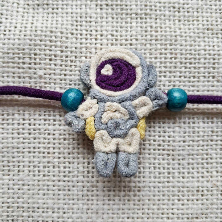 Handmade Doriwork Astronaut Kids Rakhi With Roli Chawal For Brother