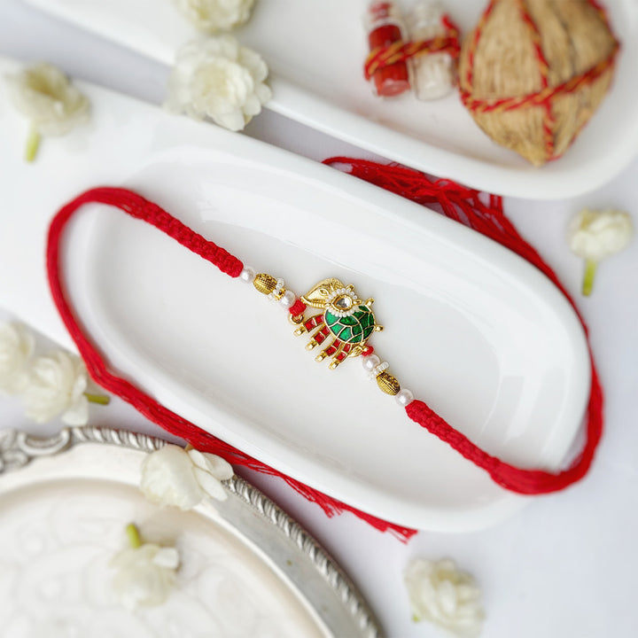 Handcrafted Meenakari Elephant Bhai Rakhi with Bangle Bhabhi Rakhi | Set of 2