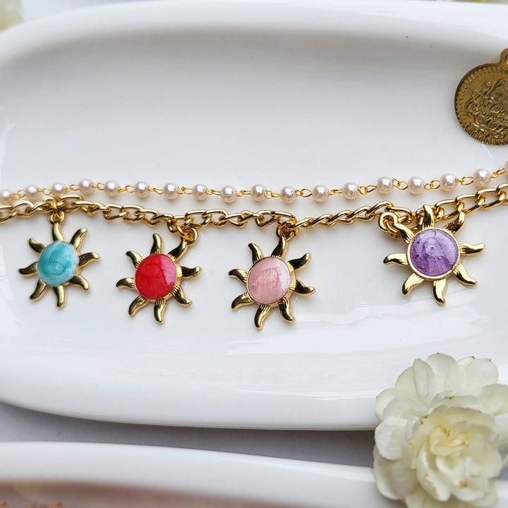 Handcrafted Sunshine Charm Rakhi Bracelet With Roli Chawal For Sister