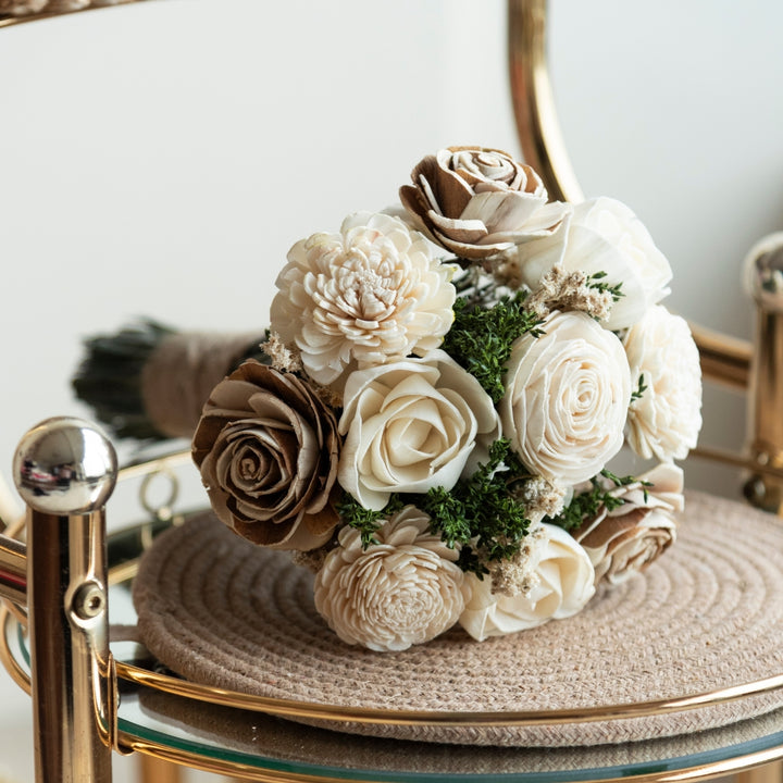 Handmade White Rose Dried Flower Bouquet