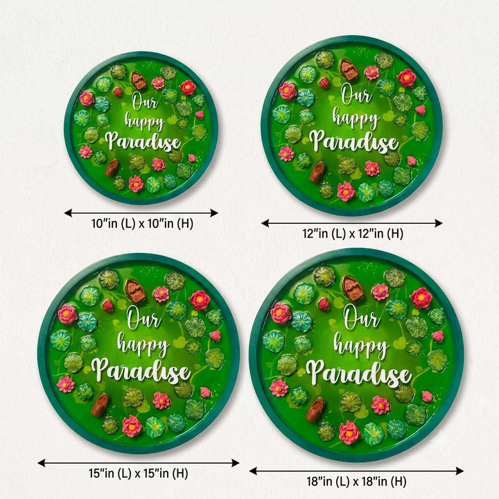 Lily Pond 3D Realistic Personalized Round Resin & Wooden Name Plate With Acrylic Letters For Home