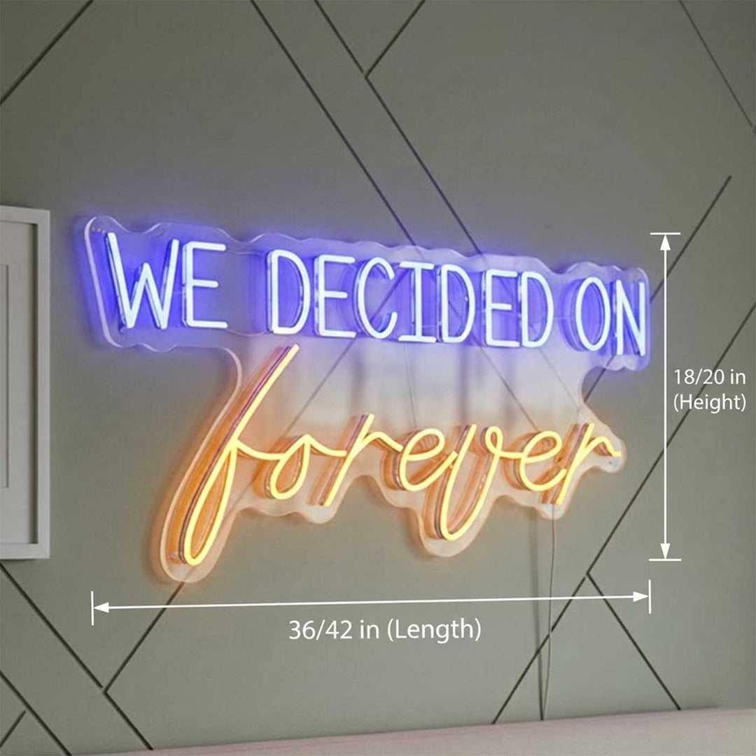 Personalized "We Decided On Forever" Handmade Neon Light Sign Board For Wedding/Engagement Backdrop Decor