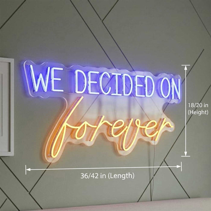 Personalized "We Decided On Forever" Handmade Neon Light Sign Board For Wedding/Engagement Backdrop Decor