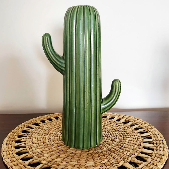 Handmade Ceramic Green Cactus Ceramic Vase | Set Of 2
