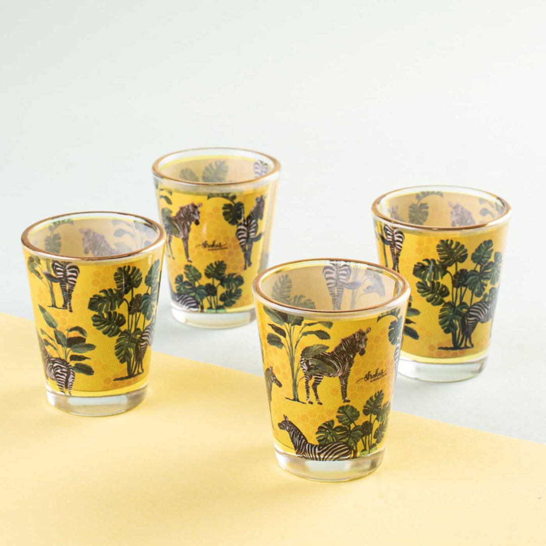 Gold Rim Animal Print Shot Glasses I Set of 4