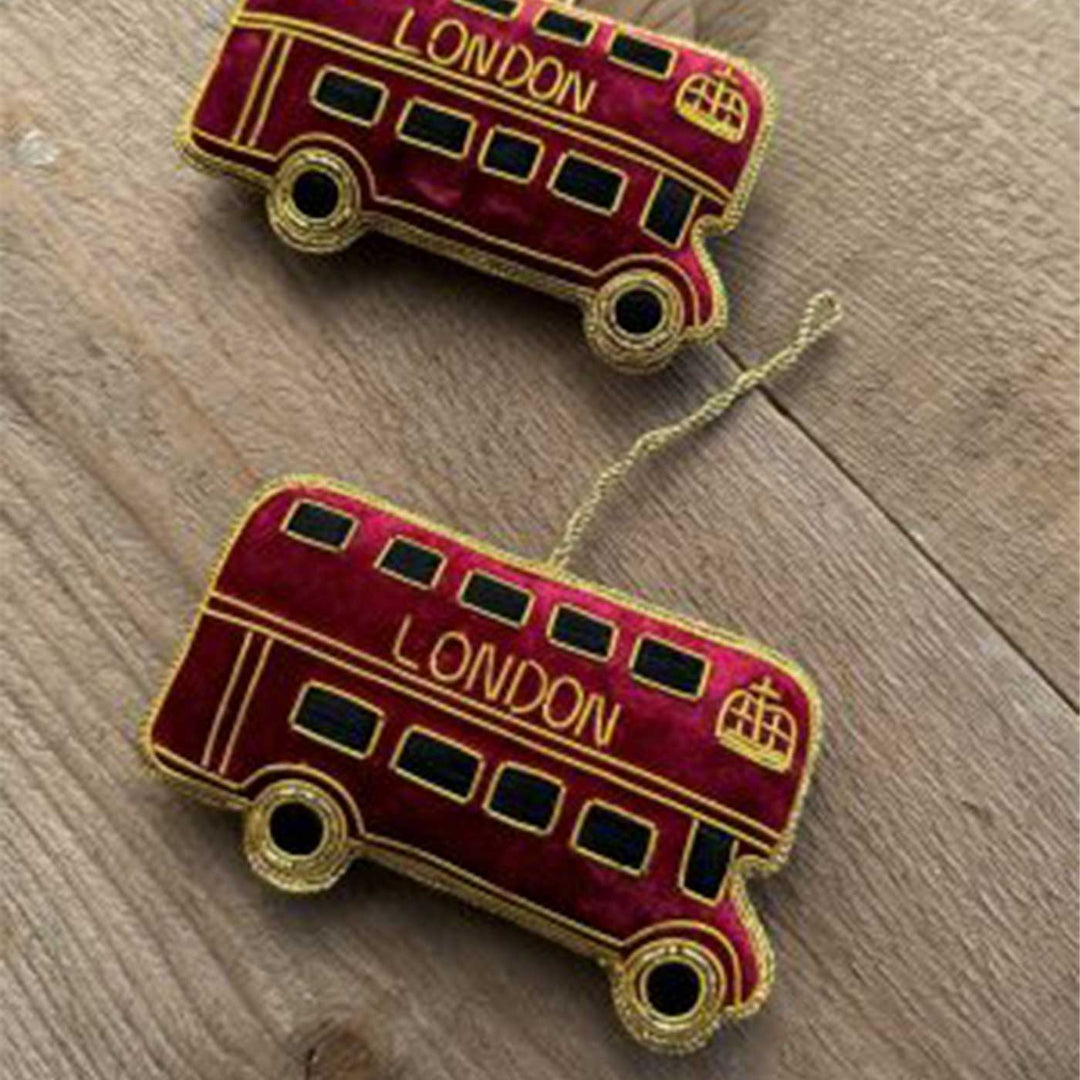 London Bus Cotton Premium Zardozi Embroidered Ornament