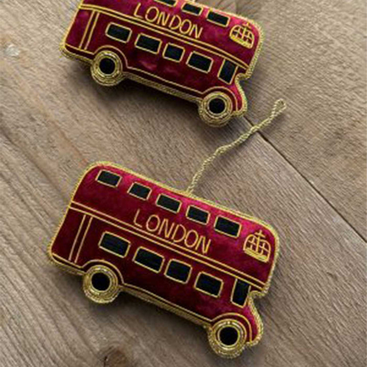 London Bus Cotton Premium Zardozi Embroidered Ornament