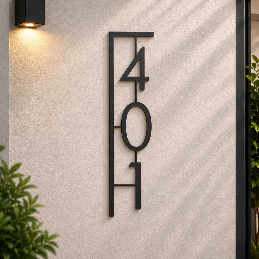 Personalized House Number Laser Cut Mild Steel Metal Name Plate For Home