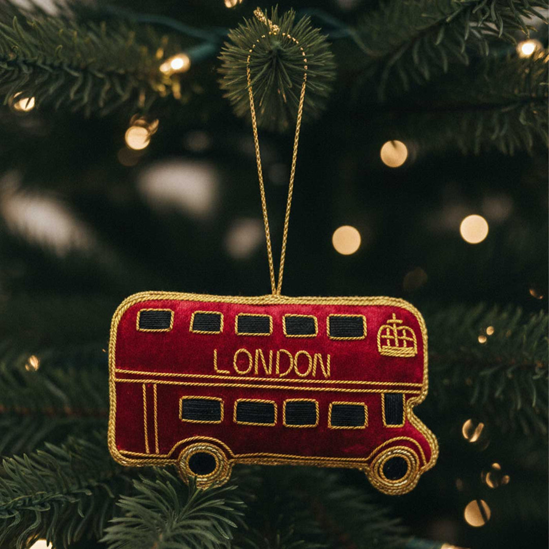 London Bus Cotton Premium Zardozi Embroidered Ornament