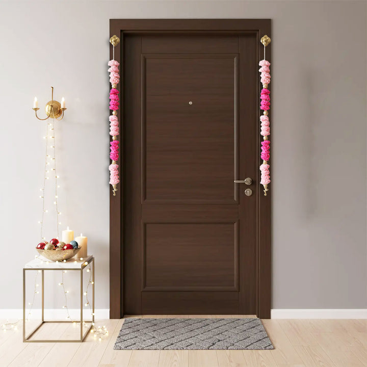 Handmade Blush Harmony Pink Shola Flower Hanging | Set Of 2