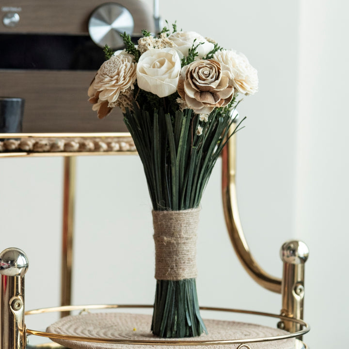Handmade White Rose Dried Flower Bouquet