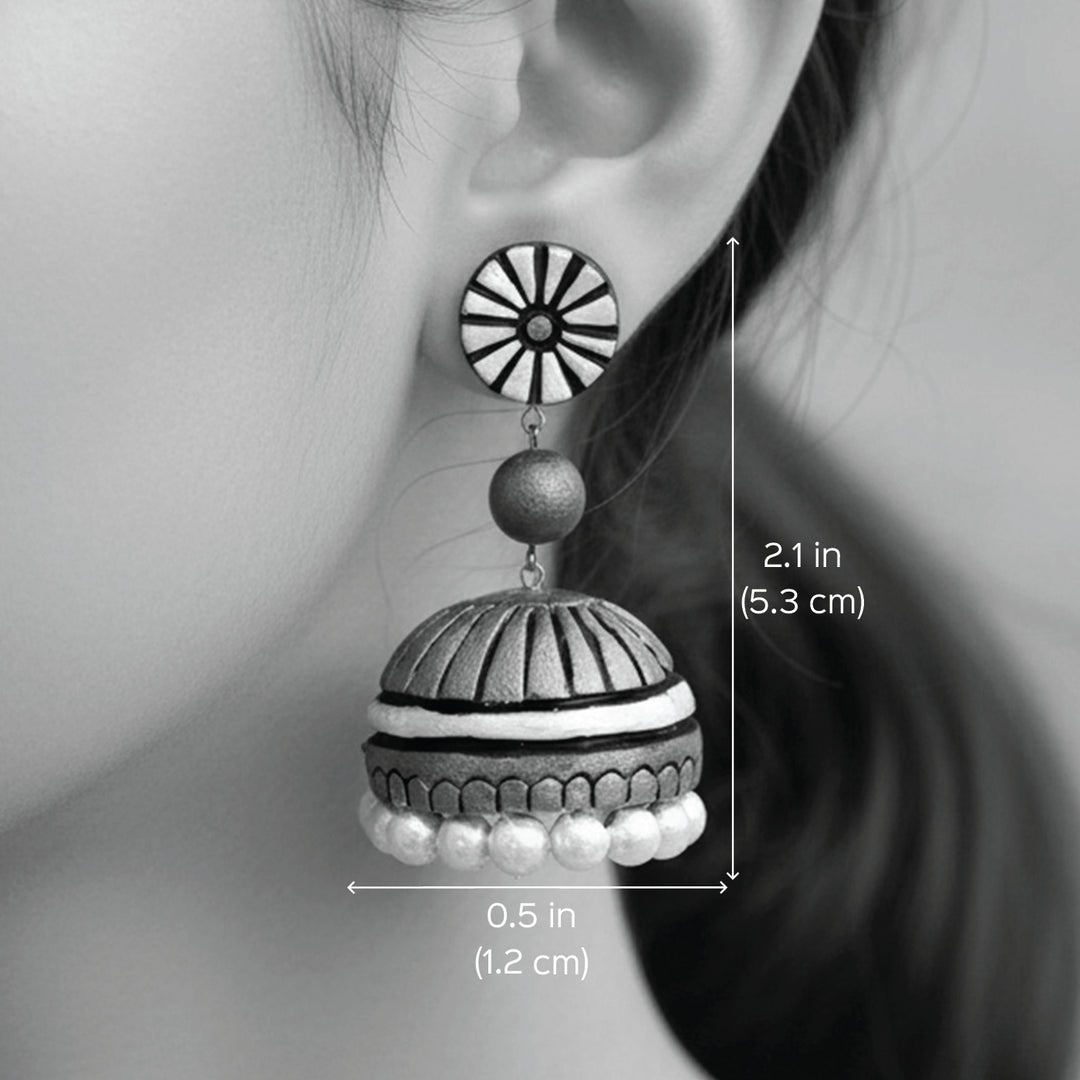 Handmade Pearl Drop Terracotta Earrings