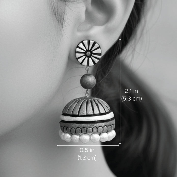 Handmade Pearl Drop Terracotta Earrings