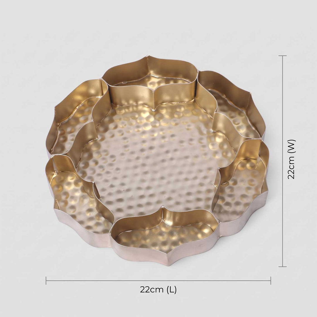 Handmade Gold Etched Flower Shape Partition Urli For Festive Decor