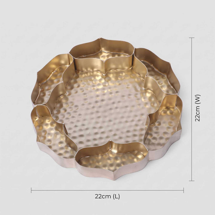 Handmade Gold Etched Flower Shape Partition Urli For Festive Decor