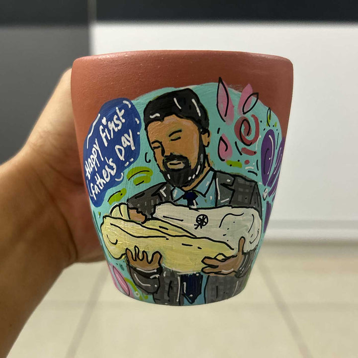 Photo Personalized Hand-Painted Blossom Design Terracotta Mug