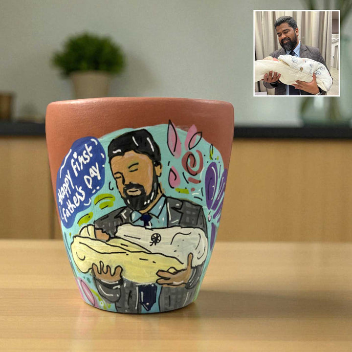 Photo Personalized Hand-Painted Blossom Design Terracotta Mug