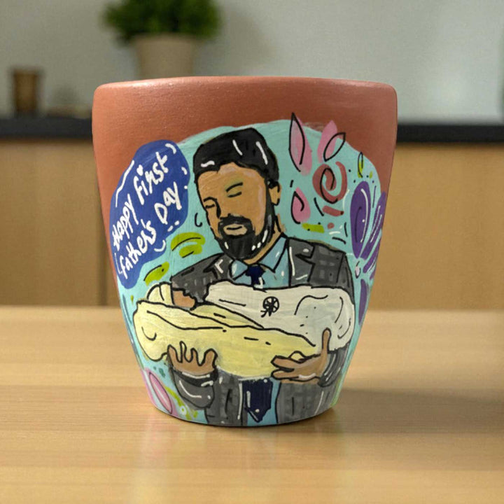 Photo Personalized Hand-Painted Blossom Design Terracotta Mug