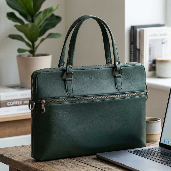 Forest Vegan Leather Laptop Bag