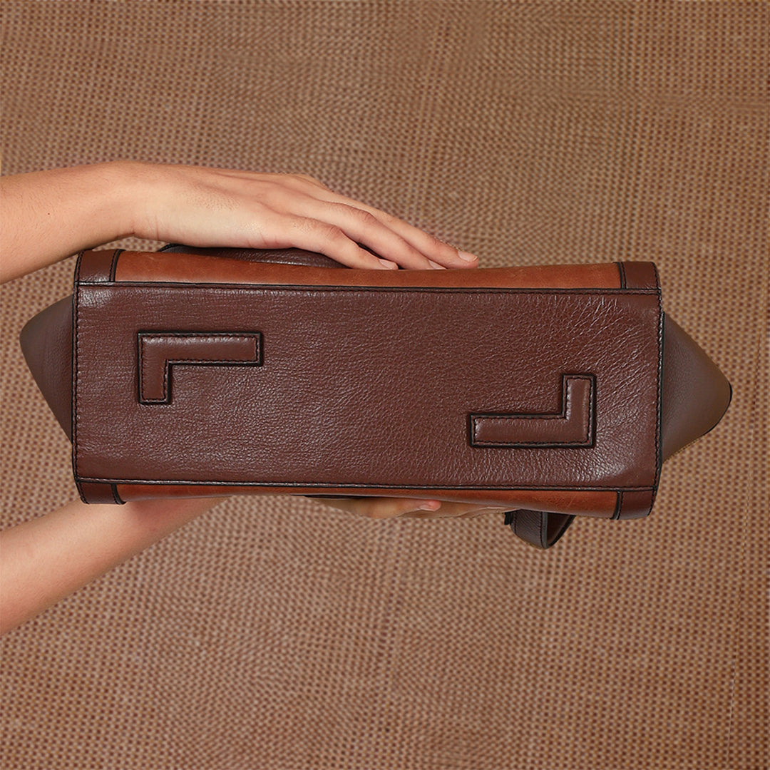 Personalized Brown Serena Leather Tote Bag