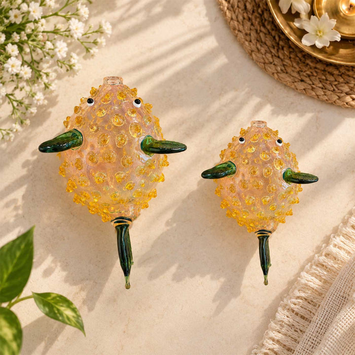 Handmade Blown Glass Pufferfish Miniature Figurine For Decor