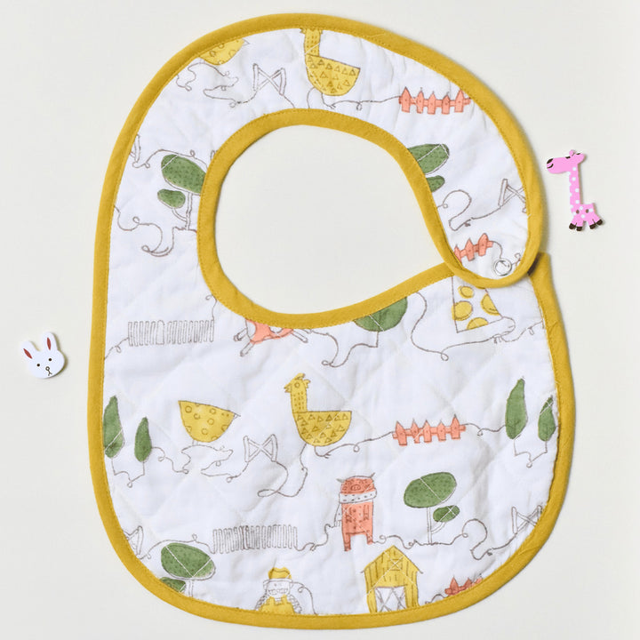 Block Printed Farm Friends Bib