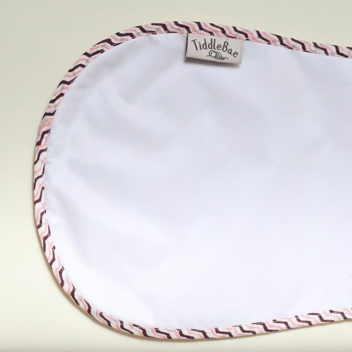 Block Printed Pink Puffy Burp Cloth