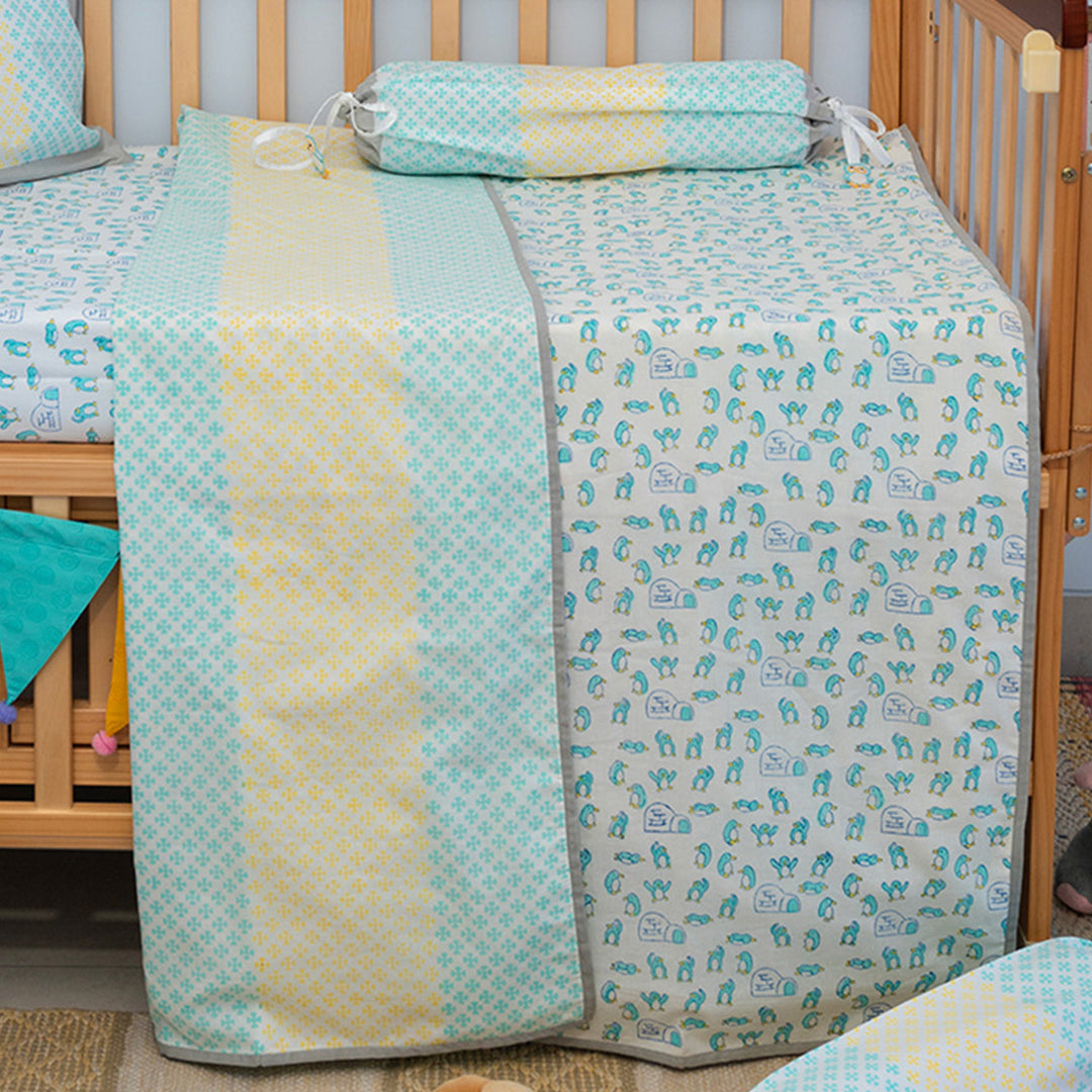 Blue Penguin Hand Block Printed Baby Dohar