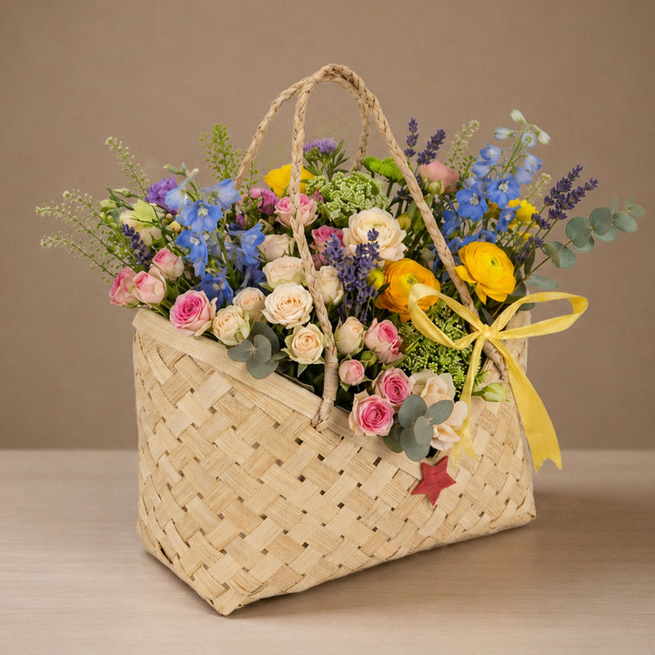 "Viera" Handwoven Bamboo Basket With Handles For Home Storage & Gifting