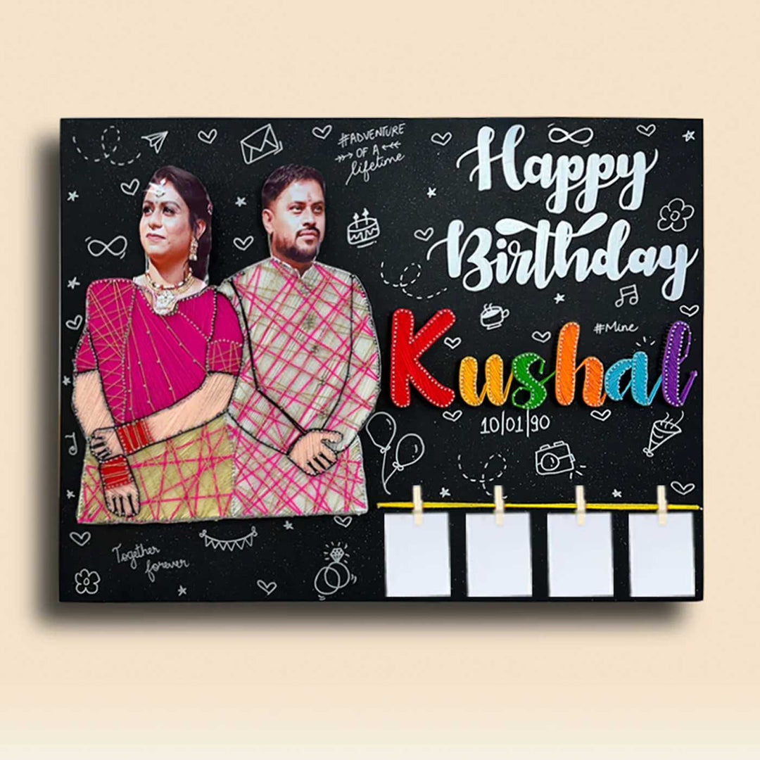 Photo Personalized String Art Love Story Wooden Name Plate