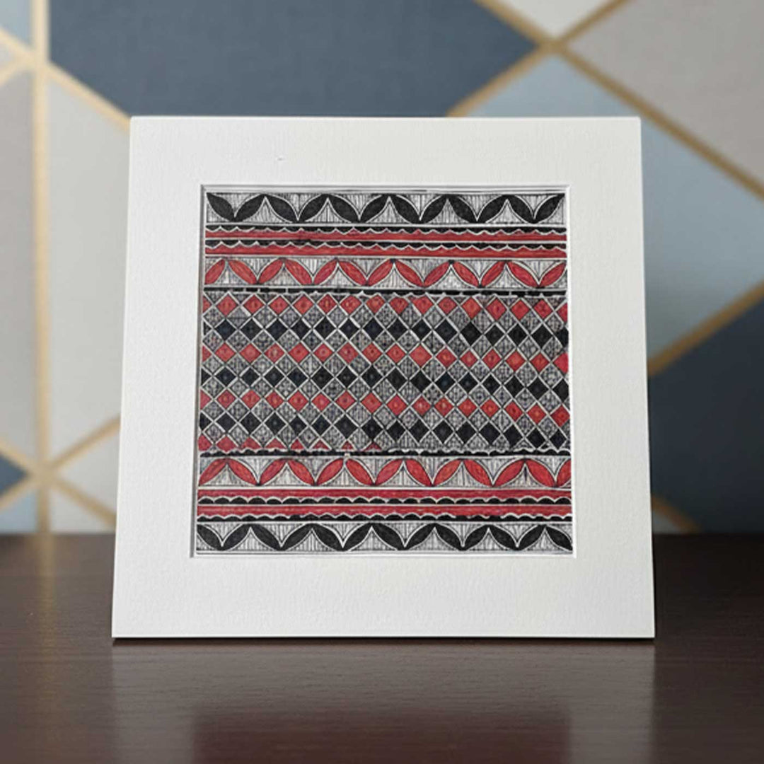 8 x 8.5 Inch | Traditional Madhubani Madhubani Style Drawing With Frame