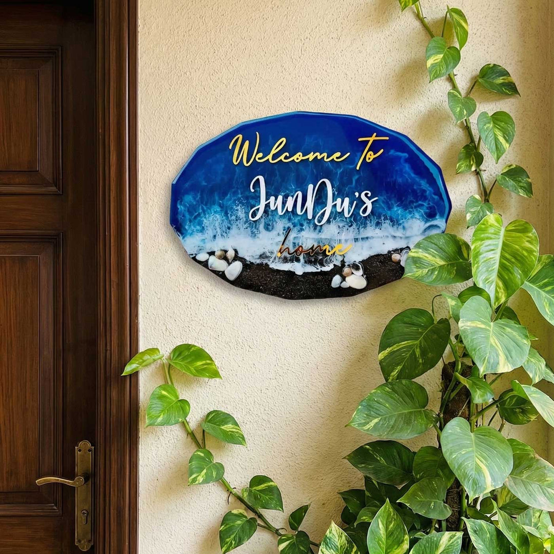 Personalized Oval Beach Theme Resin Name Plate