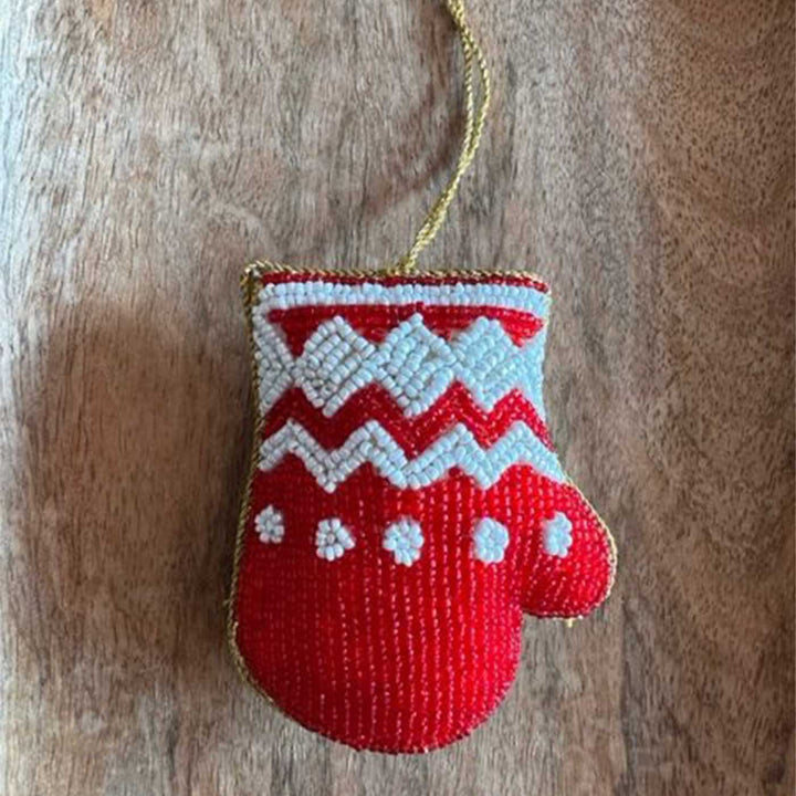 Red Mittens Sequins Premium Zardozi Ornament