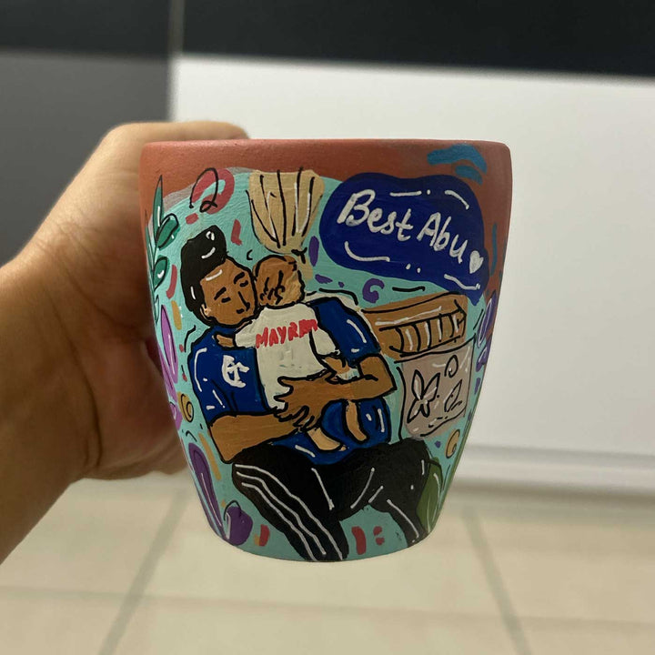 Photo Personalized Hand-Painted Blossom Design Terracotta Mug