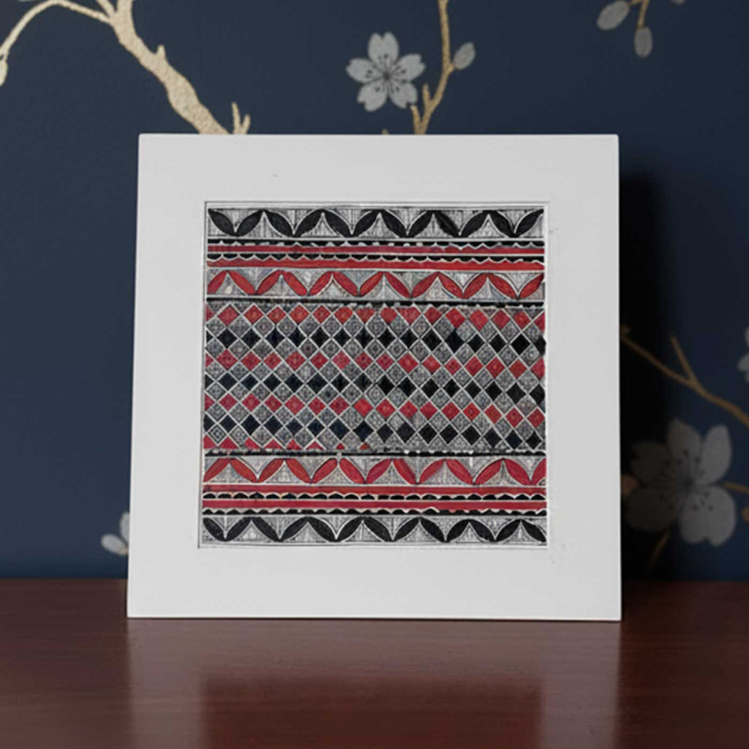 8 x 8.5 Inch | Traditional Madhubani Madhubani Style Drawing With Frame