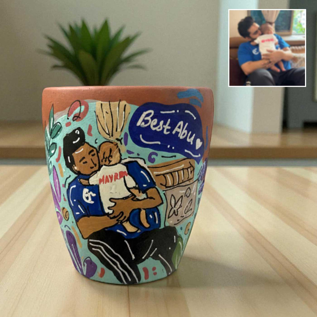 Photo Personalized Hand-Painted Blossom Design Terracotta Mug
