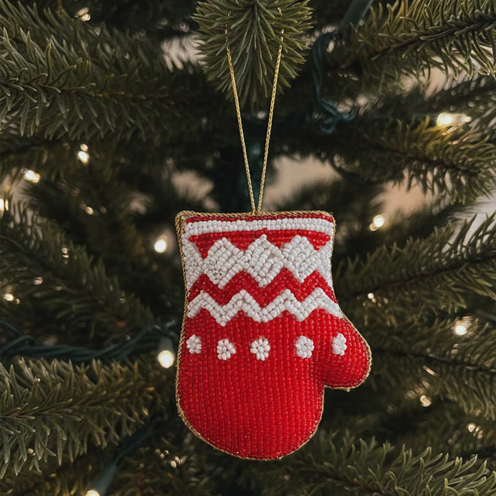 Red Mittens Sequins Premium Zardozi Ornament