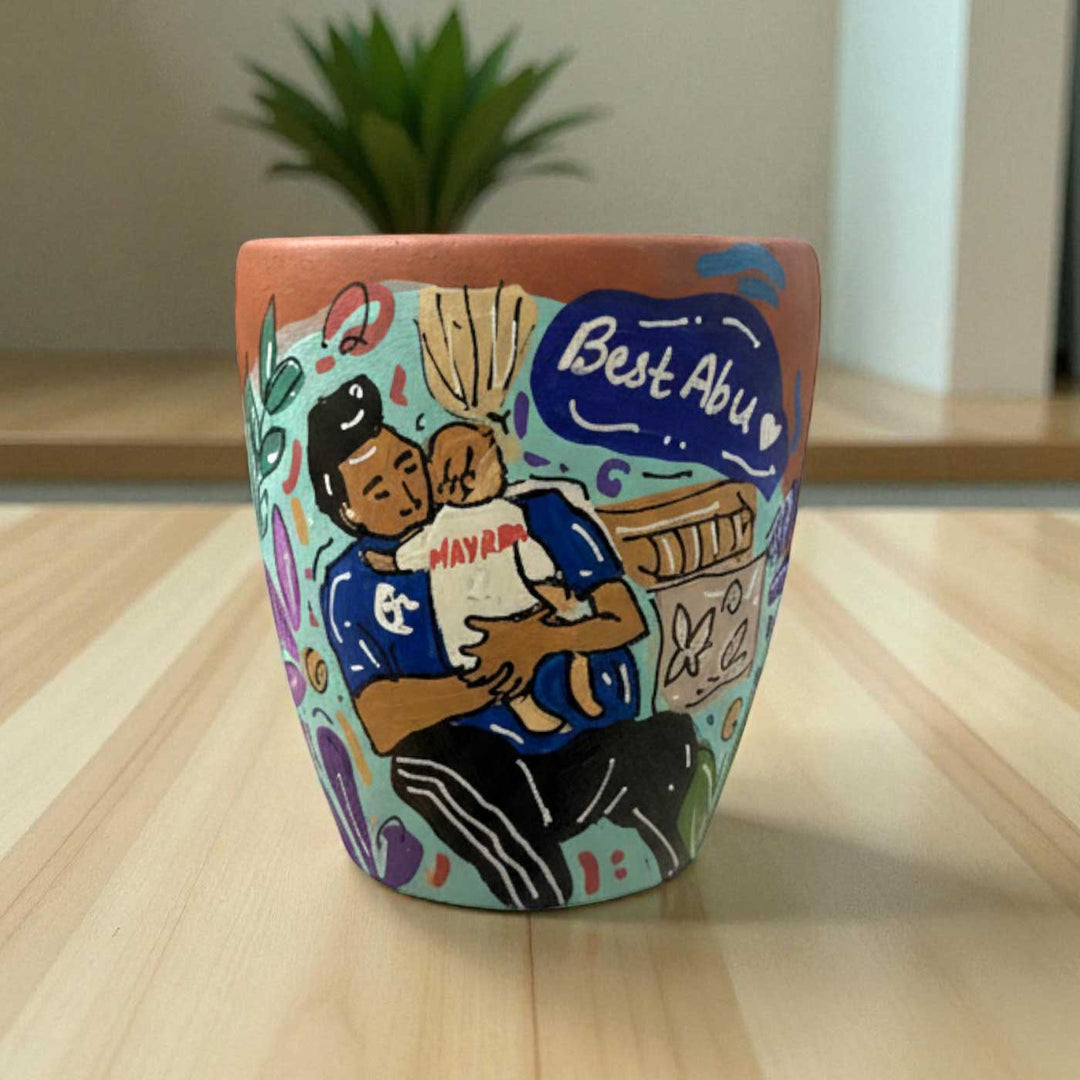 Photo Personalized Hand-Painted Blossom Design Terracotta Mug