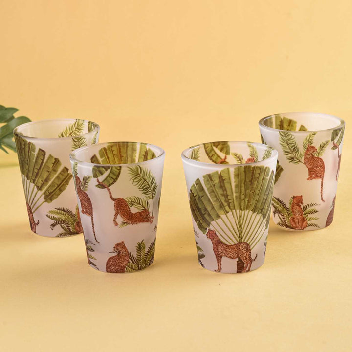 Delicate Print Frosted Shot Glasses I Set of 4