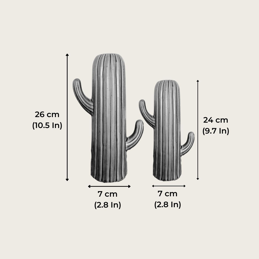 Handmade Ceramic Green Cactus Ceramic Vase | Set Of 2
