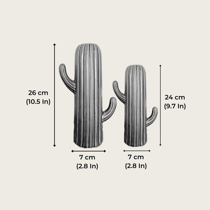 Handmade Ceramic Green Cactus Ceramic Vase | Set Of 2