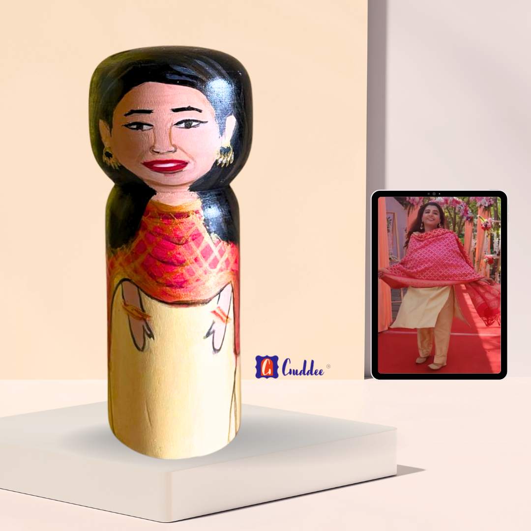 Personalised Hand painted wooden Doll - Female - Large