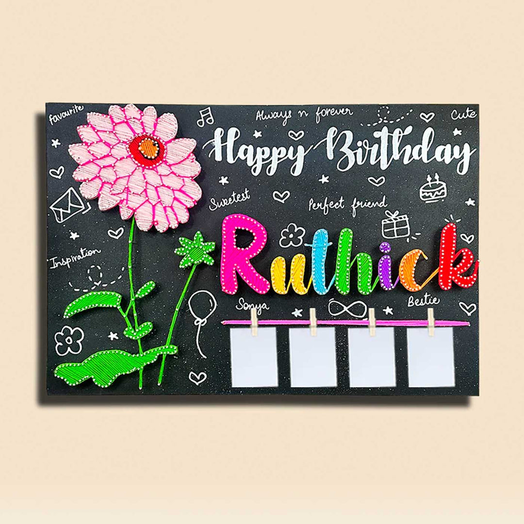 Photo Personalized String Art Wishes In Bloom Wooden Name Plate