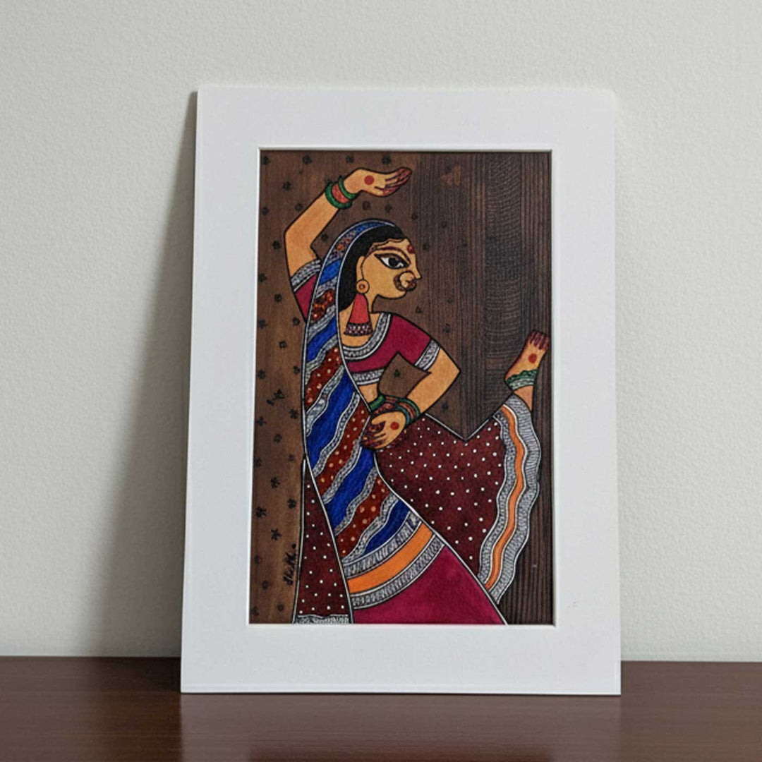 7 x 10  Inch | Madhubani Nritya | Original Hanpainted Madhubani Painting | Natural Colors On Paper