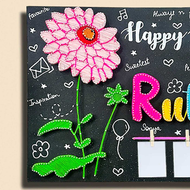 Photo Personalized String Art Wishes In Bloom Wooden Name Plate