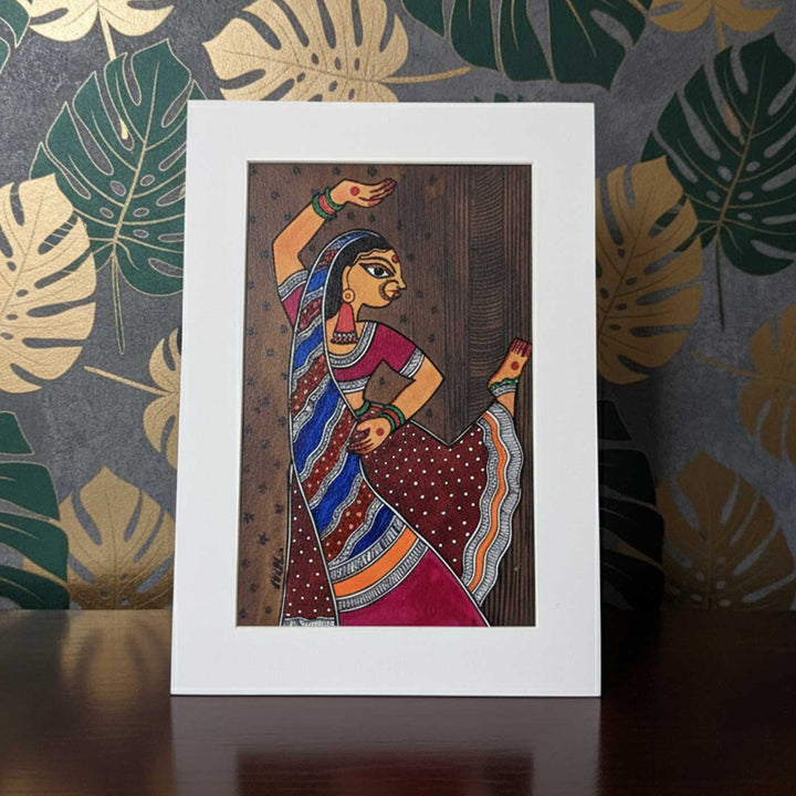 7 x 10  Inch | Madhubani Nritya | Original Hanpainted Madhubani Painting | Natural Colors On Paper