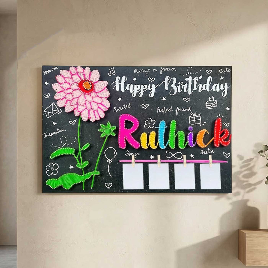 Photo Personalized String Art Wishes In Bloom Wooden Name Plate